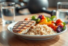 Makanan seimbang dengan sumber protein berkualitas untuk mendukung latihan fitness